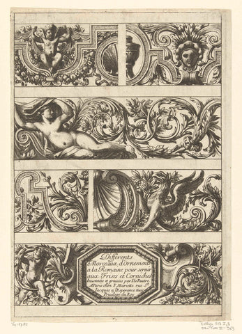 Titelblad: Differents Pieces of Roman Ornaments, Jean Lepautre, after c. 1667 - before 1716 Canvas Print