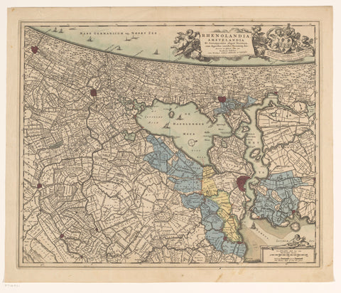 Kaart van Rijnland en Amstelland, anonymous, in or after 1677 - in or after 1682 Canvas Print