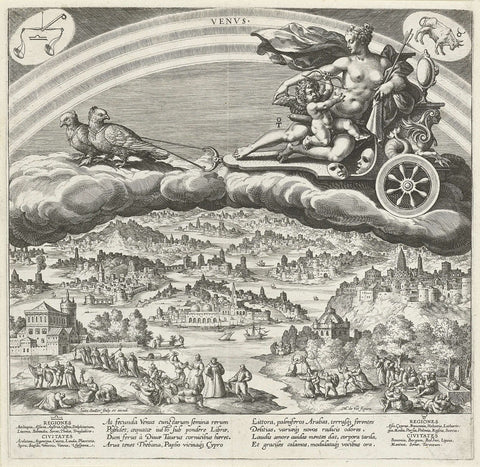 The planet Venus and its influence on the world, Johann Sadeler (I), 1585 Canvas Print