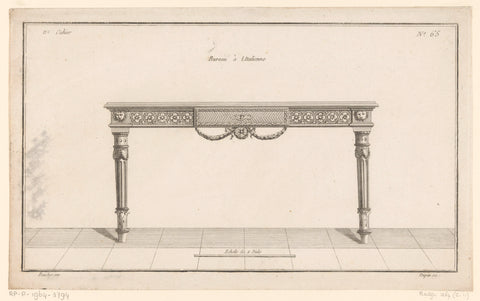 Bureau met garlandes en leeuwenkoppen, Nicolas Dupin, 1772 - 1779 Canvas Print