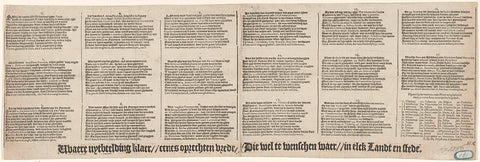 Text sheet accompanying the print on the prosperity that peace will bring to the Netherlands, 1608, D. Marien, 1608 Canvas Print