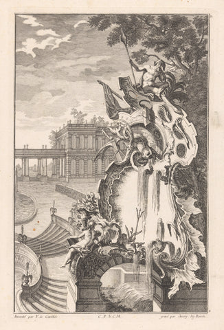 Fontein met man met staf, Georg Sigmund Rösch, 1745 Canvas Print