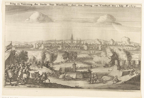 Conquest of Maastricht by the French on 30 June 1673, anonymous, 1674 - 1676 Canvas Print