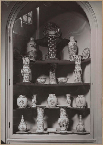 Built-in display case with blue Chinese porcelain, c. 1920 - c. 1950 Canvas Print