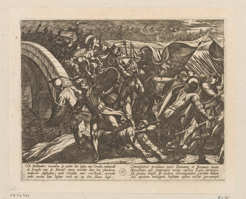 Romans defeated in a surprise attack on their camp on the Moselle, 69-70, Antonio Tempesta, 1612 Canvas Print