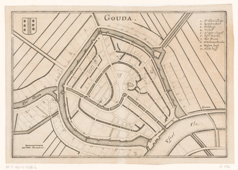 Fortress map of Gouda, Caspar Merian, 1654 - c. 1700 Canvas Print