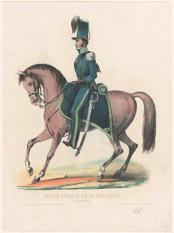 Belgian vigilante on horseback, 1830, anonymous, 1830 - 1831 Canvas Print