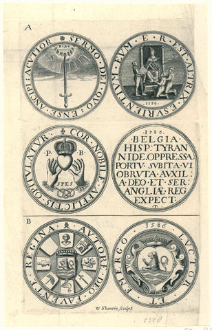 Three Dutch medals from 1586, William Sherwin, 1672 Canvas Print