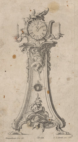 Clock with Father Time, anonymous, 1719 - 1775 Canvas Print