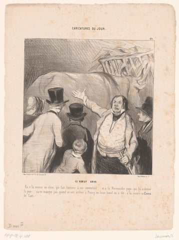 People admire a large Norman cattle, Honoré Daumier, 1844 Canvas Print