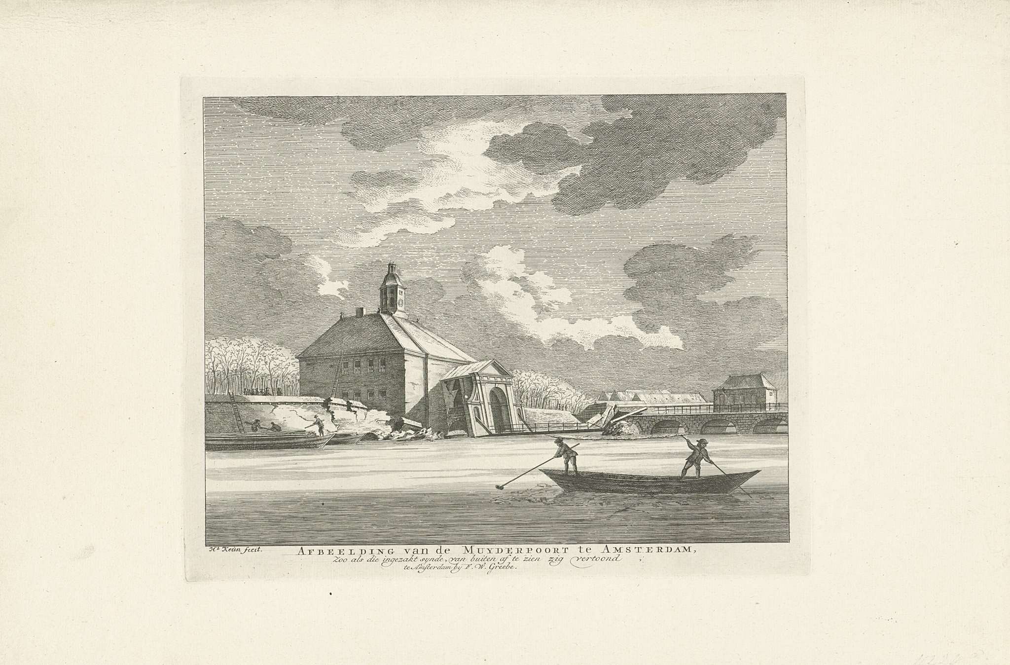 Sagging Muiderpoort, seen from the Singelgrach