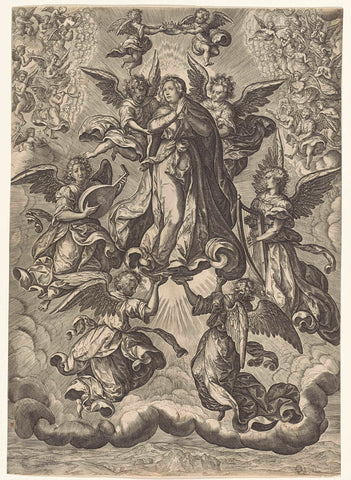 Assumption of Mary, Johannes Wierix, 1559- 1620 Canvas Print