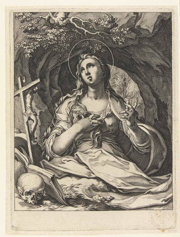 Maria Magdalena in een grot, Jacob de Gheyn (II) (workshop of), 1593 - 1597 Canvas Print