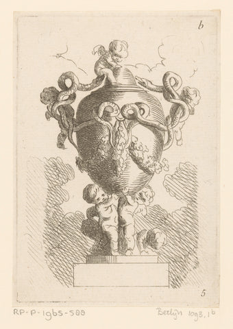 Vase with putti and snakes, anonymous, 1770 - 1780 Canvas Print