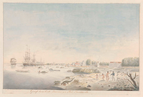 Waterkant van Paramaribo kort na de brand van 1821, J.D. van Herwaarden, 1823 Canvas Print