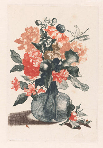 Five Prints of Flowers in Glass Vases, anonymous, 1688 - 1698 Canvas Print