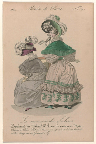 Le Mercure des Salons, Modes de Paris, 1831, No. 109 : Chapeau de velours (...), anonymous, 1831 Canvas Print