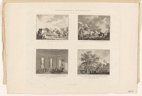 Sheet with four events 1781-1783, Mathias de Sallieth, 1787 Canvas Print