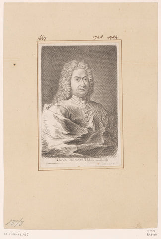 Portret van Johan Bernoulli, Jean Charles François (attributed to), 1760 - 1769 Canvas Print