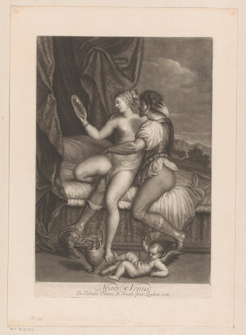 Mars and Venus on bed, John Smith (printmaker/ publisher), 1708 Canvas Print