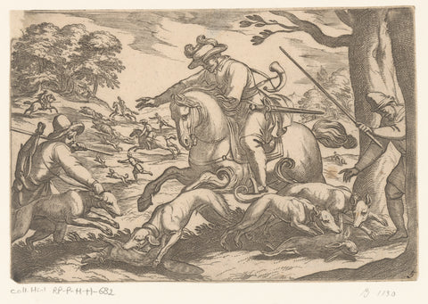 Hunt for hare and fox, Antonio Tempesta, 1595 Canvas Print