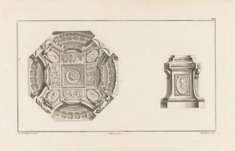 Ceiling in voetstuk, Berthault, Jacques-François Chéreau, 1771 Canvas Print