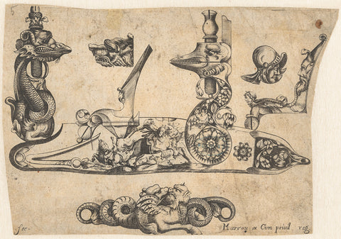 Ornamental design for rifle, C. Jacquinet, 1657 Canvas Print