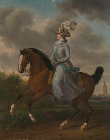 Frederika Sophia Wilhelmina of Pruissia (1751-1820), Equestrian portrait of the Wife of Prince Willem V, Tethart Philip Christian Haag, 1789 Canvas Print