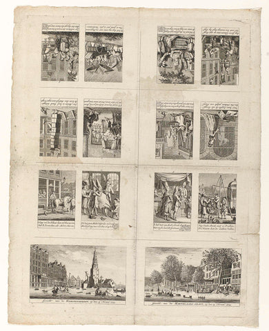 Cartoons on fashion and two faces of Amsterdam during the floods of 1775, anonymous, 1776 Canvas Print