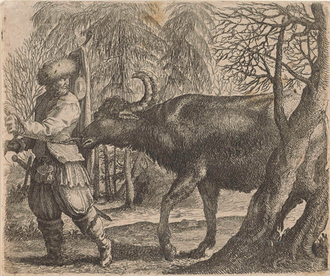 Fable of the buffalo and the peasant, Aegidius Sadeler, 1608 Canvas Print