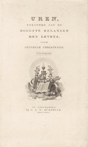 Title page for: Uren toegewijd aan de hoogste belangen des levens: voor jeugdige christenen, 1825, Philippus Velijn, 1825 Canvas Print