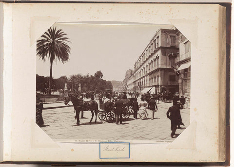 Street in Naples with horse-drawn carriages and passers-by, anonymous, c. 1880 - c. 1920 Canvas Print