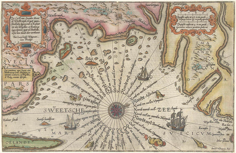 Map of the coast of Sweden between Kalmar and Stockholm, Joannes van Doetechum (I), 1580 - 1583 Canvas Print