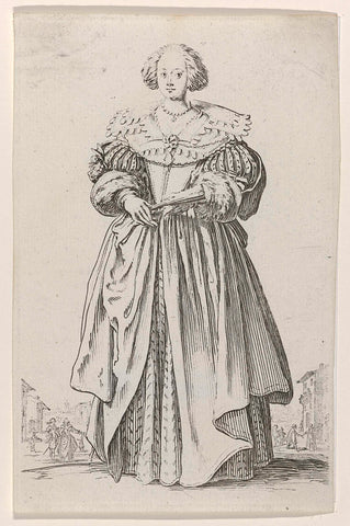 Lady with closed range, seen from the front, Jacques Callot, 1624 Canvas Print