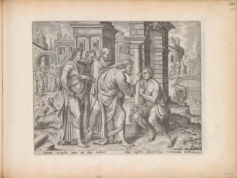 Christ heals a blind man, Johannes Wierix, 1643 Canvas Print