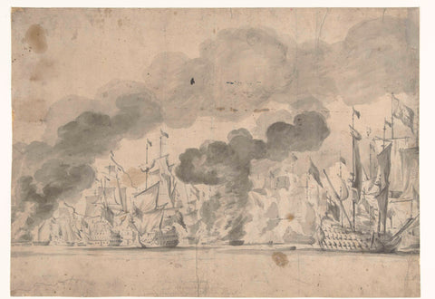 Battle of Lowestoft on 13 June 1665, Willem van de Velde (I), 1665 Canvas Print