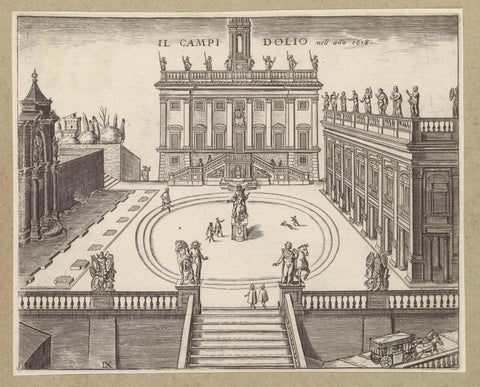 Capitool te Rome, Giacomo Lauro (possibly), 1584 - 1637 Canvas Print