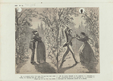 Cartoon on the influence of the moon, 1865, Johan Michaël Schmidt Crans, 1865 Canvas Print