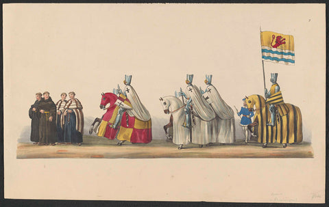 Costumed procession of 1841: knights (sheet V), anonymous, 1841 Canvas Print