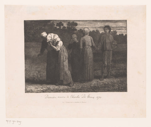 Weeping women say goodbye to a man, Charles De Groux, 1870 Canvas Print