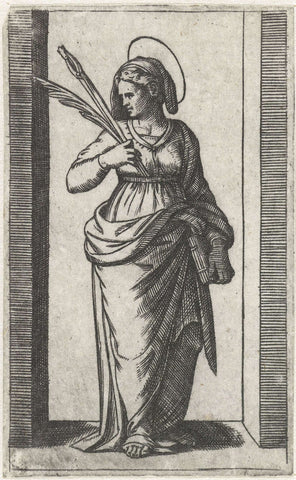 Saint Apollonia with pincers with tooth, Marcantonio Raimondi, 1500 - 1527 Canvas Print