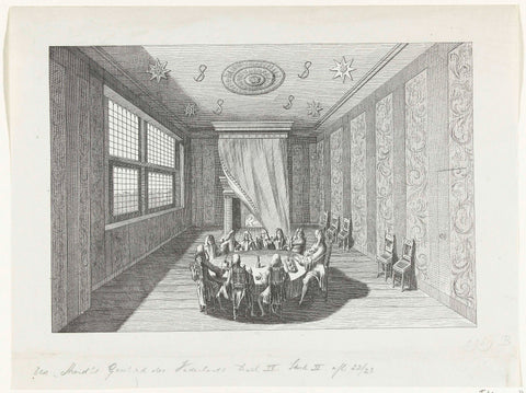 Reproduction of the print of the room where peace was signed in the Huis ter Nieuburch in Rijswijk, 1697, Emrik & Binger, 1877 - 1879 Canvas Print