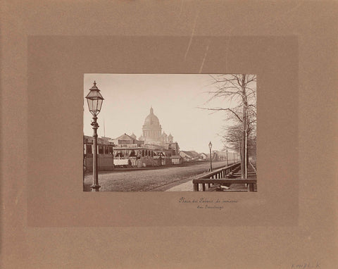 View of the Isaac Cathedral in Saint Petersburg with in the foreground fairgrounds, Alfred Lorens (attributed to), 1850 - 1876 Canvas Print