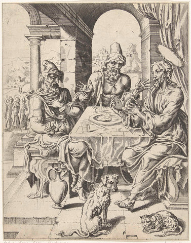 Meal at Emmaüs, Dirck Volckertsz. Coornhert (attributed to), 1548 Canvas Print