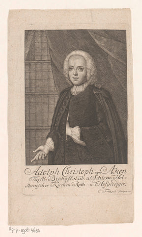 Portret van Adolph Christoph von Aken, Christian Fritzsch, 1745 Canvas Print