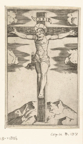 Christ on the cross, Marcantonio Raimondi, 1500 - 1575 Canvas Print