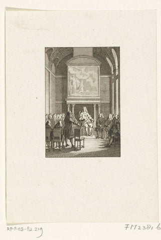 Prince William III received in the vroedschap in Amsterdam, 1672, Reinier Vinkeles (I), 1780 - 1795 Canvas Print