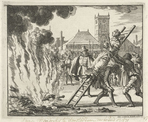 Anneken Hendriks, op een ladder gebonden, te Amsterdam verbrand, 1571, Jan Luyken, 1685 Canvas Print