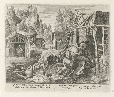 Hermits in the desert of Nitra, Johann Sadeler (I), 1583 - 1588 Canvas Print