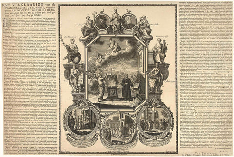 Evangelical jubilant print at the second centenary of the reformation, 1717, Adolf van der Laan, 1717 Canvas Print